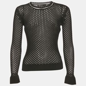 Versace Black Sheer Mesh Fitted Top S